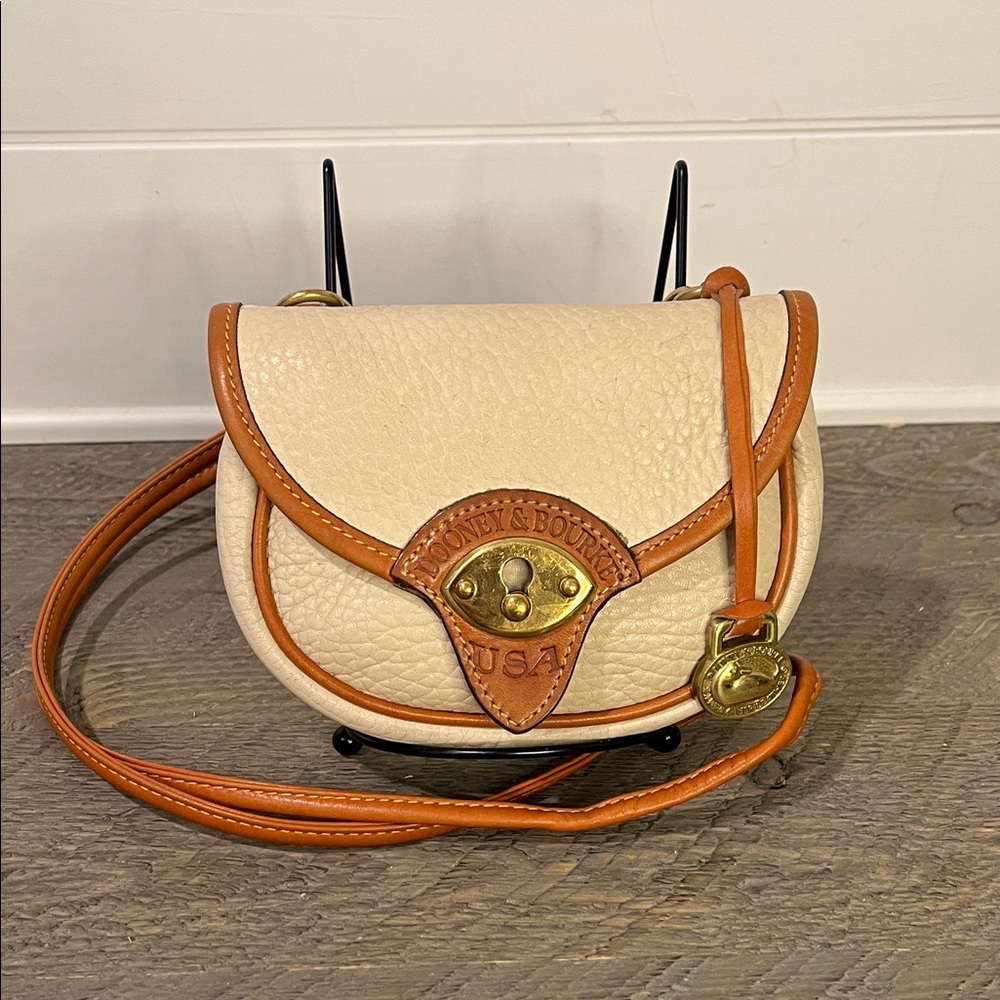 Dooney & Bourke Cream and Brown Mini Crossbody